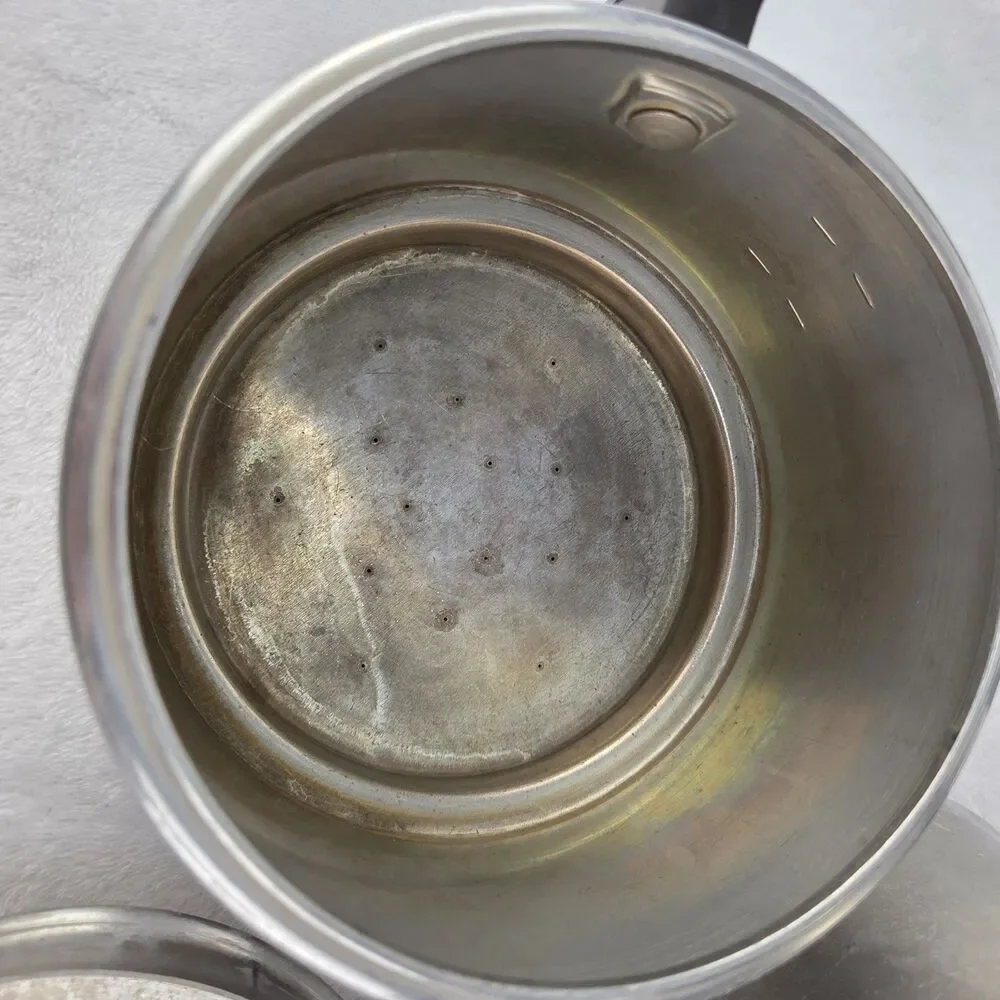 Vintage Mirro 9 Cup Aluminum Drink-O-Later Coffee Percolator Bakelite Handles